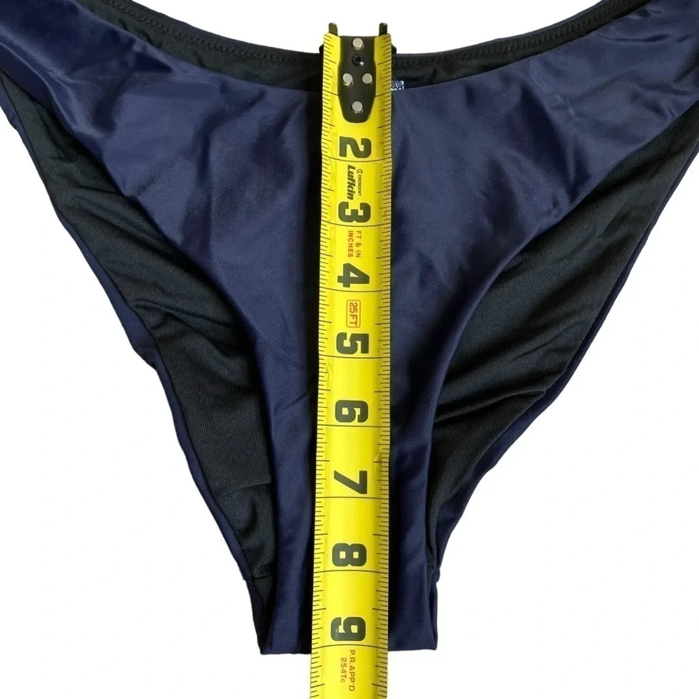 NWT J. Crew Navy Blue Curved Waist Cheeky Bikini Bottoms Minimalist Sz M
